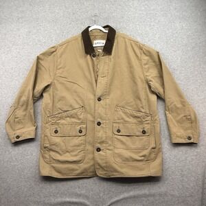 Orvis Tan Beige Chore Barn Jacket Coat Brown  Corduroy Collar Size XXL Heavy